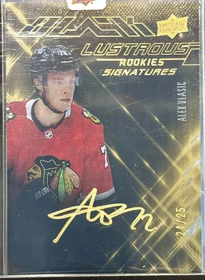 Alex Vlasic 2022-23 UD Black Lustrous Rookie Signatures Gold Auto 24/25 front