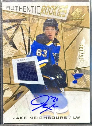 Jake Neighbours 2021-22 SP Game Used Authentic Rookies Jersey Auto 105/135 front