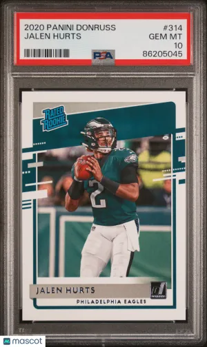2020 Panini Donruss Jalen Hurts #314 Rookie PSA 10 front