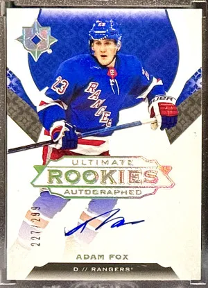 Adam Fox 2019-20 Ultimate Rookies Auto 227/299 back