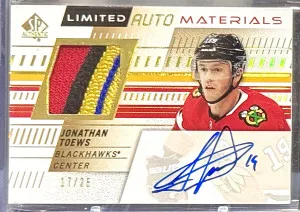Jonathan Toews 2019-20 SP Authentic Limited Auto Materials Patch 17/25 front
