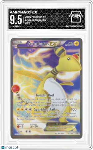 Ampharos EX 87/98 Graded Pokémon 2015 XY Ancient Origins Full Art Holo | AC 9.5 front