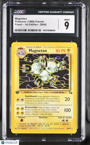 POP 1 Magneton 26/62 CGC 9 Graded French Pokémon 1999 1st Edition Fossil Rare front