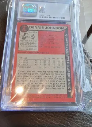 1979 TOPPS #6 DENNIS JOHNSON SUPERSONICS HOF CSG 5 back
