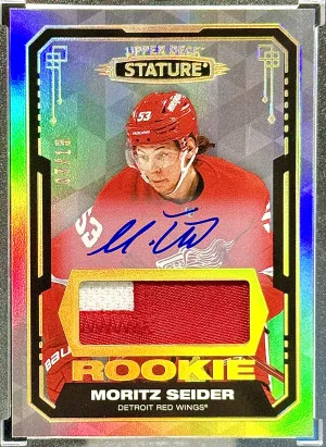 Moritz Seider 2021-22 Stature Portrait Rookie Patch Auto 07/15 front
