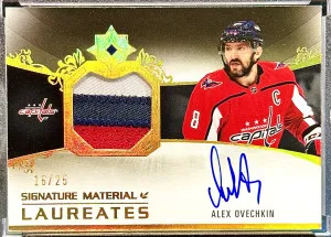 Alex Ovechkin 2021-22 Ultimate Signature Material Laureates Patch Auto 16/25 front