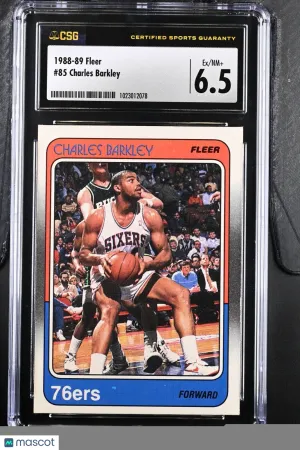 1988 FLEER BASKETBALL CHARLES BARKLEY #85 CSG 6.5 (EX-MT+)    HOF   PHILADELPHIA front