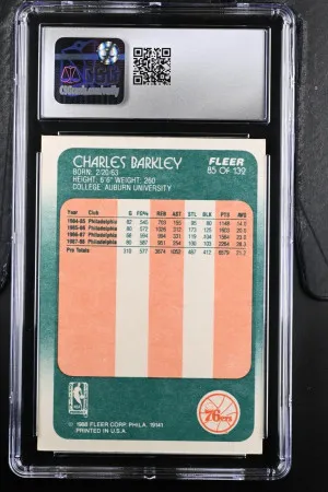 1988 FLEER BASKETBALL CHARLES BARKLEY #85 CSG 6.5 (EX-MT+)    HOF   PHILADELPHIA back