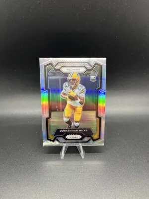 2023 Prizm Dontayvion Wicks Silver Prizm RC front
