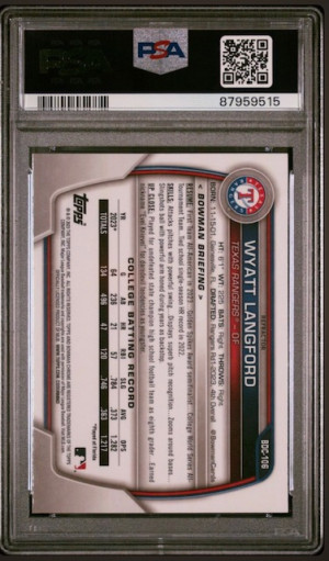 2023 BOWMAN DRAFT WYATT LANGFORD CHROME REFRACTOR PSA 10 back