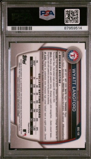 2023 BOWMAN DRAFT WYATT LANGFORD CHROME REFRACTOR PSA 10 back