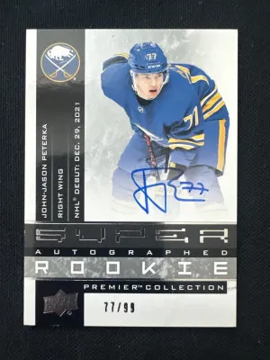 2021-22 UD Premier JJ Peterka Super Rookie Auto /99 Sabres front