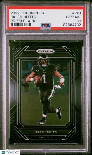 2022 Panini Chronicles Prizm Black Jalen Hurts #PB1 PSA 10 front