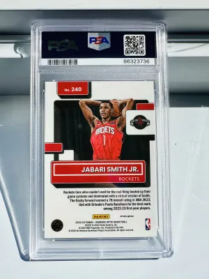 2022-23 Donruss Optic Jabari Smith Jr. Fast Break Holo Prizm RC PSA 9 - Rockets back