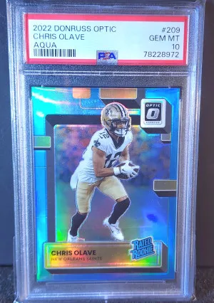 2022 Optic Chris Olave Aqua Rated Rookie #/299 PSA 10 front