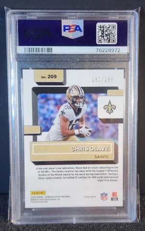 2022 Optic Chris Olave Aqua Rated Rookie #/299 PSA 10 back
