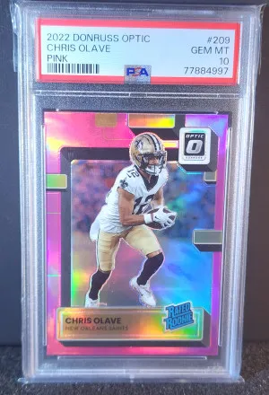 2022 Optic Chris Olave Pink Rated Rookie PSA 10 front