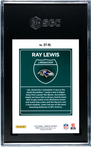 2022 Donruss Ray Lewis #DT-RL SGC 10 back