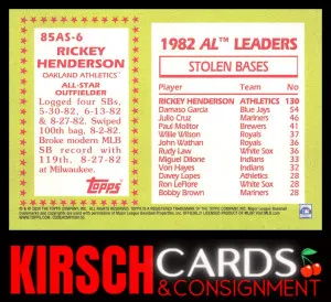 Rickey Henderson 2020 Topps #85AS-6 1985 Topps 35th Anniversary All-Stars back
