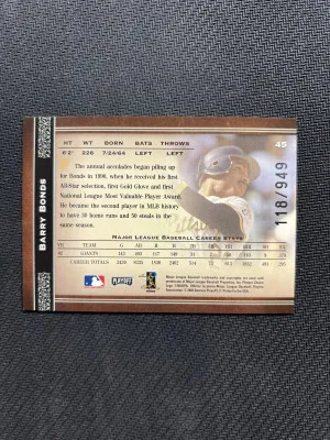 2004 Playoff Prime Cuts Barry Bonds 118/949 back