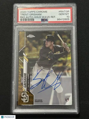 Trent Grisham 2020 Topps Chrome #RATGR RC Auto Gold Wave Refractor PSA 10 /50 front