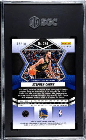2021-22 Panini Mosaic Stephen Curry #284 SGC 10 back