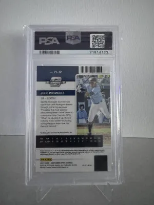 2021 Contenders Julio Rodriguez Auto Prospect Ticket Optic PSA 10 back