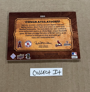 Vlad/Manny/Pujols/Lee 2008 UD Ballpark Collection Quad Relic Card # 220 back