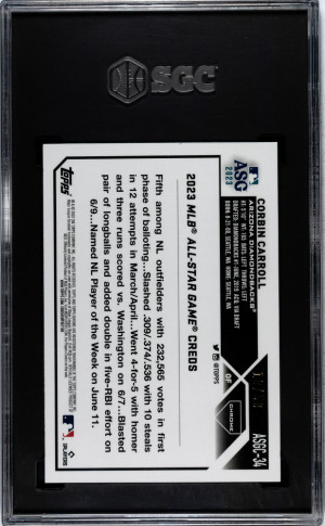 2023 Topps Chrome Update Corbin Carroll #ASGC-34 /50 SGC 10 back