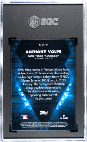 2023 Topps Chrome Update Anthony Volpe #DD-6 SGC 10 back