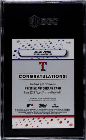 2023 Topps Pristine Josh Jung #PA-JJ On Card SGC 10 back