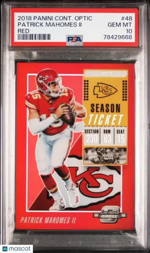 2018 Panini Contenders Optic Patrick Mahomes II #48 /199 PSA 10 Kansas City Chiefs front