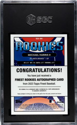 2023 Topps Finest Michael Harris II #RDA-MH On Card SGC 9.5 Atlanta Braves back