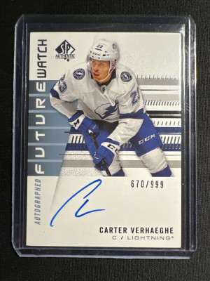2019-20 SP Authentic Carter Verhaeghe Future Watch Auto /999 front