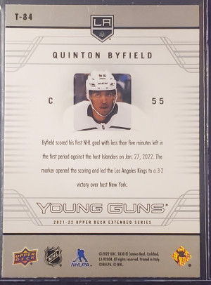 Quinton Byfield Young guns Upper deck back