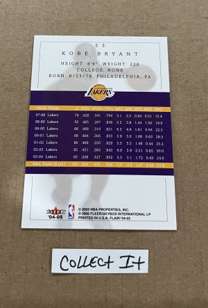 Kobe Bryant 2004-05 Flair Card # 53 back