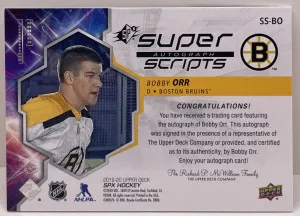 2019-20 Upper Deck SPX Hockey Bobby Orr #SS-BO Autograph Super Scripts back