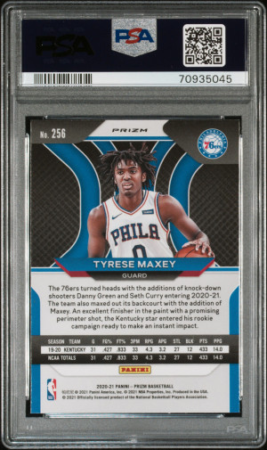 2020 Panini Prizm Tyrese Maxey #256 PSA 10 back