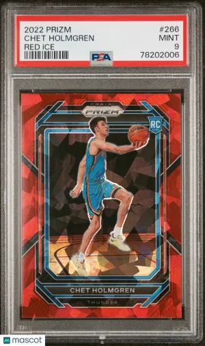 2022 Panini Prizm Chet Holmgren #266 Rookie PSA 9 Oklahoma City Thunder front