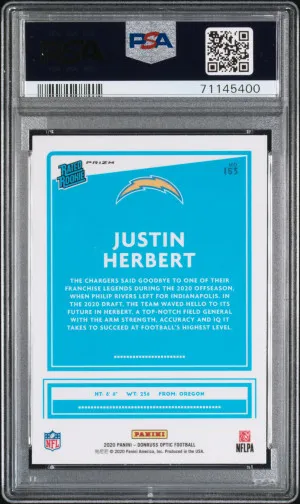 2020 Panini Donruss Optic Justin Herbert #153 Rookie PSA 10 San Diego Chargers back