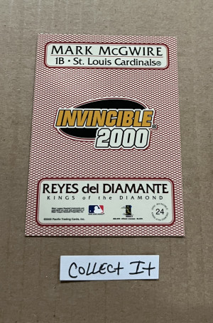 Mark McGwire 2000 Invincible Heroes Of Diamond Card # 24 back
