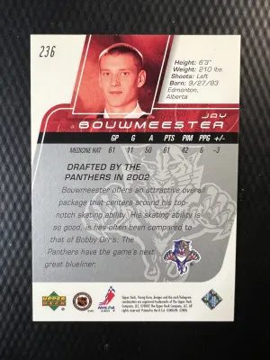 2002-03 Upper Deck #236 Jay Bouwmeester Young Guns SP back