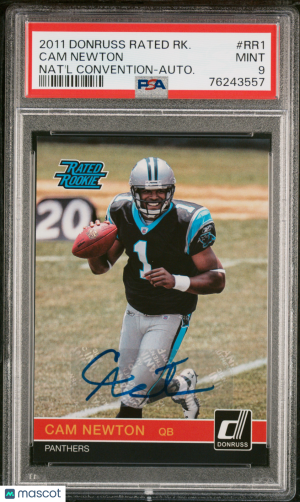 2011 Donruss Rated Rookie National Convention Cam Newton #RR1 Rookie PSA 9 Panthers front