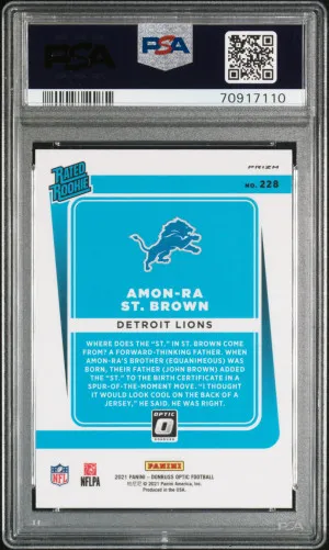 2021 Panini Donruss Optic Amon-Ra ST. Brown #228 Rookie PSA 10 back