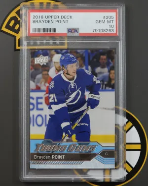 Brayden Point 2016-17 UD Upper Deck Young Guns Rookie RC PSA 10 Gem front