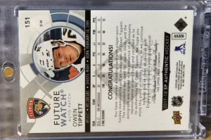 2017-18 Upper Deck Sp Authentic Hockey 029/100 Future Watch Autograph Patch Owen Tippett #151 back