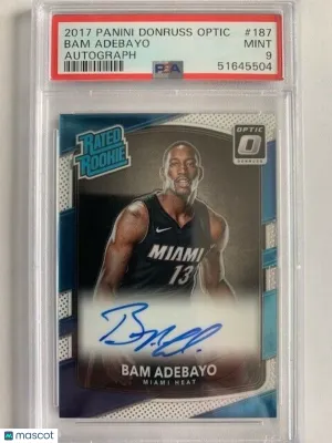 Bam Adebayo 2017-18 Donruss Optic Autograph #187 Rookie ON CARD Auto PSA 9 front