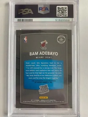 Bam Adebayo 2017-18 Donruss Optic Autograph #187 Rookie ON CARD Auto PSA 9 back