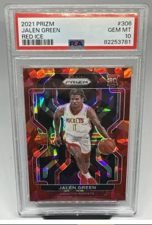 2021 Jalen Green Prizm Red Ice PSA 10 front