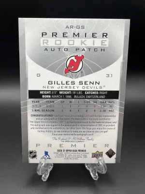 Gilles Senn 2020 Upper Deck Premier Acetate /249 RPA back